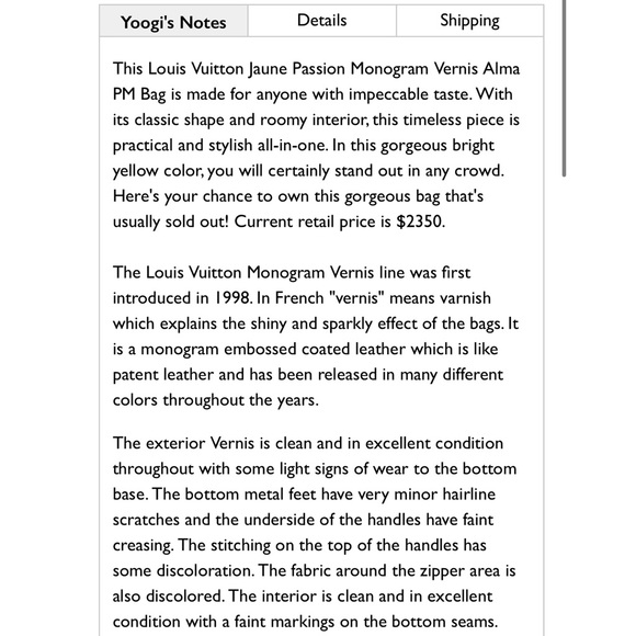 AUTHENTIC Louis Vuitton Jaune Passion Monogram Vernis Alma PM - Picture 15 of 16